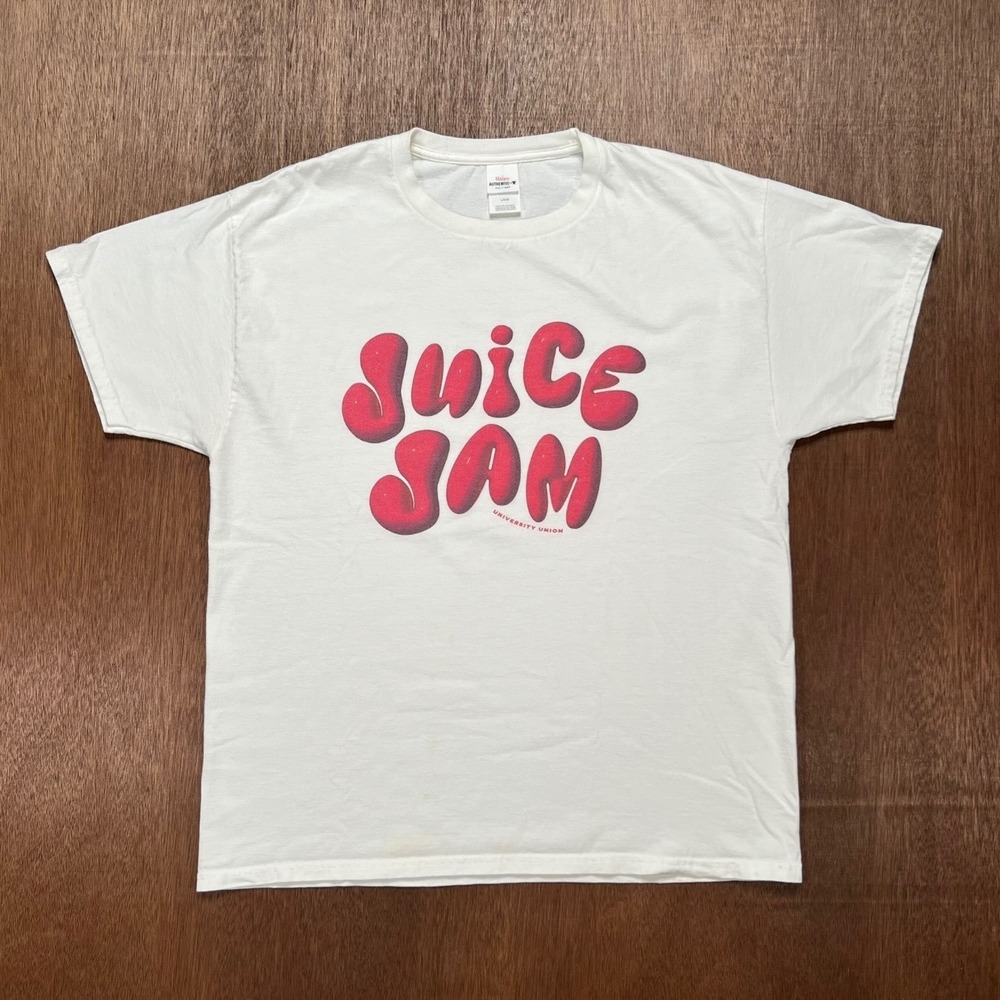 Hanes Juice Jam University Union White Bubble Gum Graphic T-Shirt Large